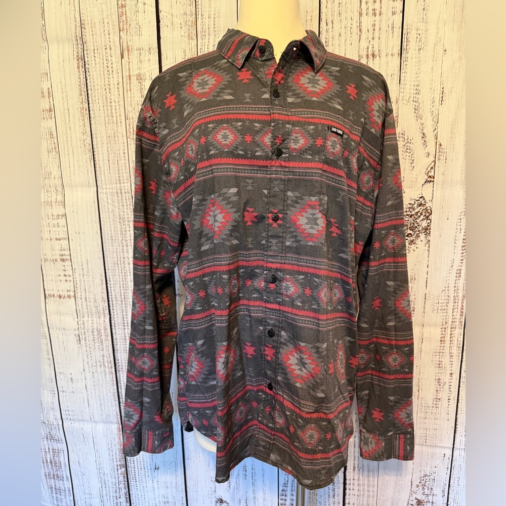 Zoo York Gray and Red Patterned Men's Shirt